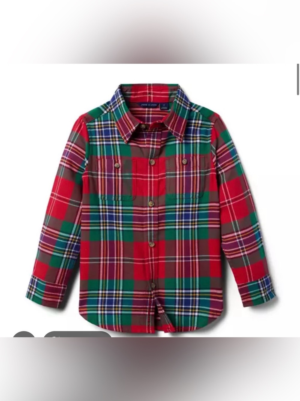 Janie and Jack Tartan Holiday Plaid Button-Up Shirt in Red and Green